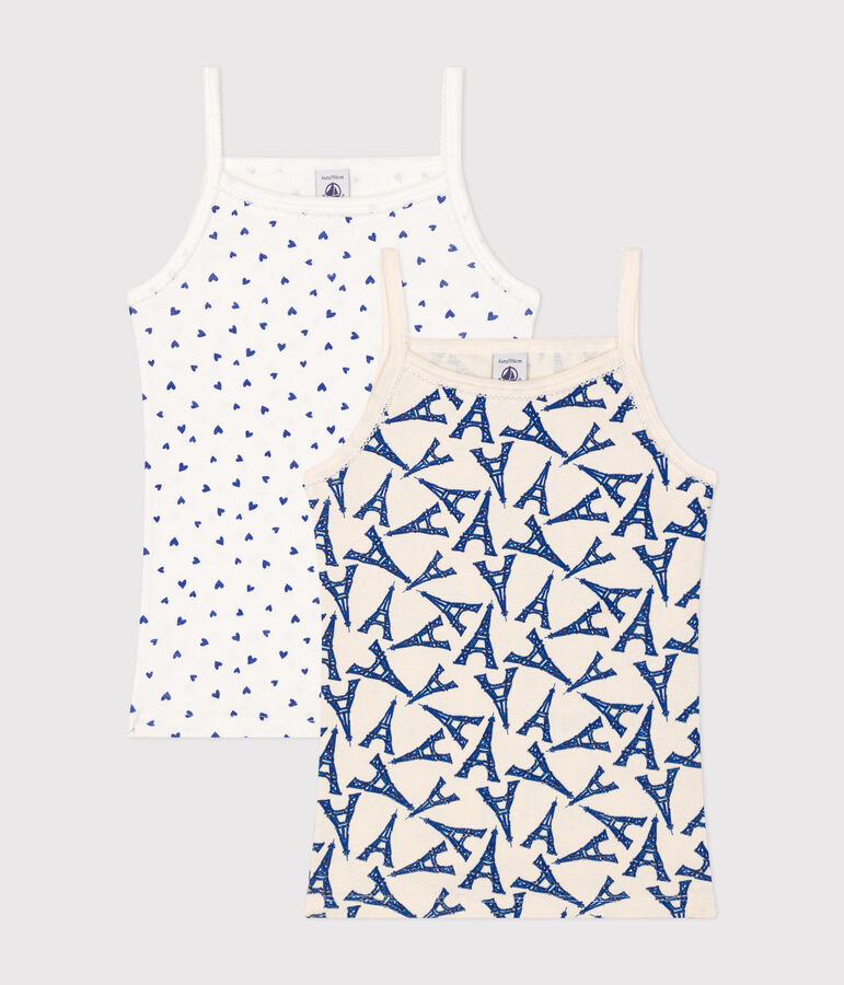 2er-Set Kinder Spaghetti-Tops aus Baumwolle mit Paris-Motiv variante 1