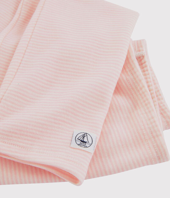 Leggins mit Ringelmuster aus Wolle und Baumwolle für Mädchen rosa CHARME/weiss MARSHMALLOW