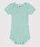 Kurzärmeliger Baby-Body aus Baumwolle mit Print grün ALOEVERA/weiss MARSHMALLOW
