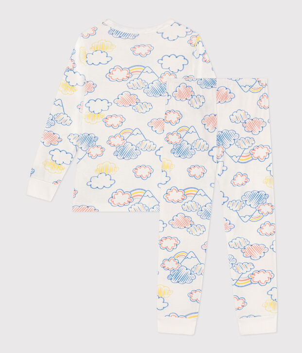 Kinderpyjama aus Baumwolle mit Wolken- und Regenbogen-Printmotiv weiss/vielfarbig