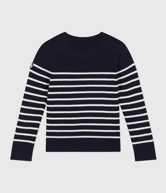 Pullover aus Wolle und Baumwolle für Kinder Mädchen/Jungen blau SMOKING/weiss MARSHMALLOW