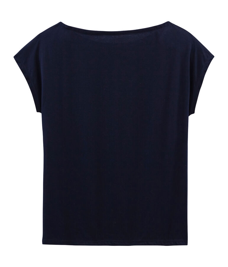 Kurz&auml;rmliges T-Shirt aus Sea Island-Baumwolle f&uuml;r Damen blau MARINE