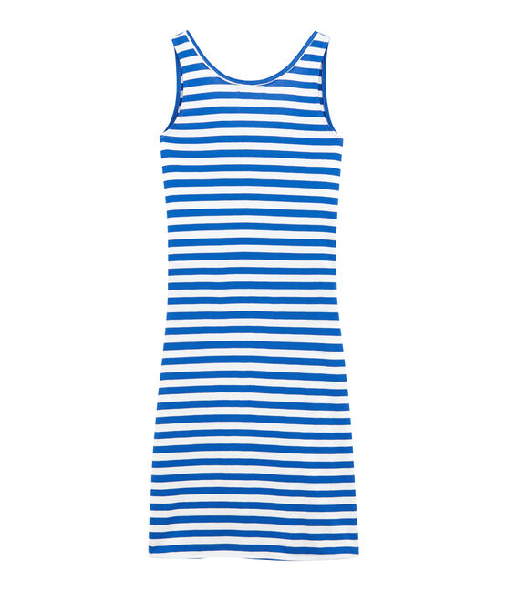 Damen-strandshirt blau PERSE/weiss MARSHMALLOW