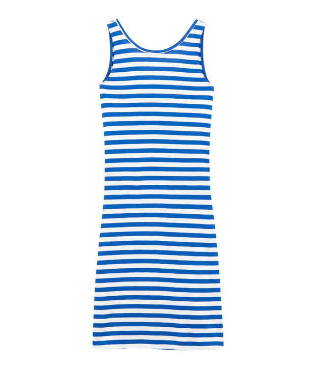 Damen-strandshirt blau/weiss