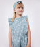 Ärmelloser Kinder-Overall mit Blumenmuster blau PAUL/weiss MARSHMALLOW