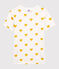 Baumwoll-T-Shirt mit Rundhalsausschnitt und Herz-Applikation Damen weiss MARSHMALLOW/gelb OCRE