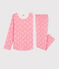 Jacquard-Pyjama aus Wolle/Baumwolle mit Katzenmotiv für Mädchen rosa CHEEK/weiss MARSHMALLOW