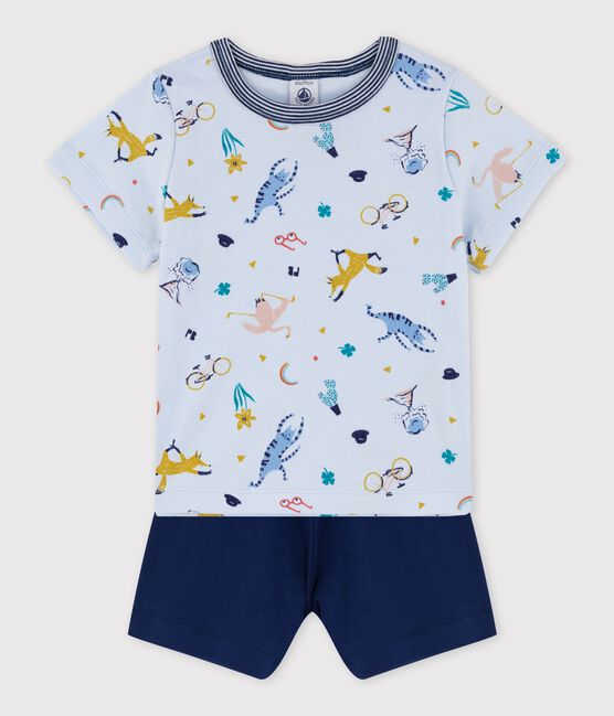 Kinder-Kurzpyjama aus Baumwolle für Jungen blau FRAICHEUR/weiss MULTICO