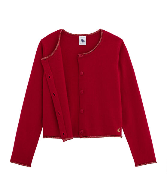 Strick-Cardigan für Mädchen rot TERKUIT