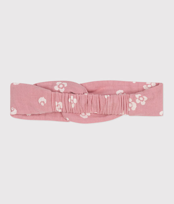 Bandeau bébé en gaze de coton imprimé fleurs rosa CHARME/weiss MARSHMALLOW