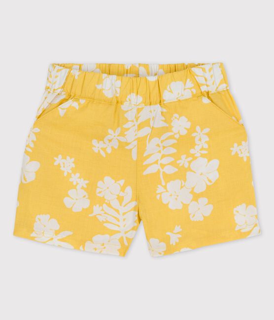 Baby-Shorts aus Popeline mit Hawaii-Print gelb ORGE/weiss MARSHMALLOW