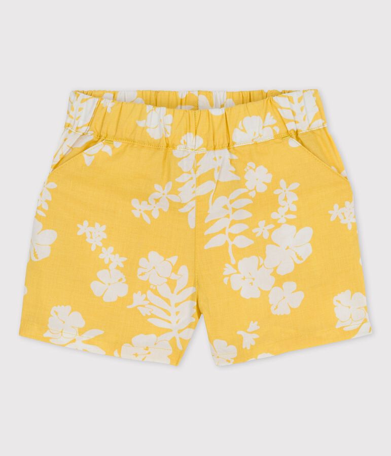 Baby-Shorts aus Popeline mit Hawaii-Print gelb/weiss