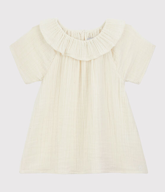 Kinder-Bluse aus Musselin-Stoff für Mädchen weiss MARSHMALLOW