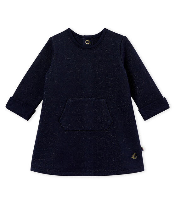 Glitzerndes Baby-Kleid aus Molton für Mädchen blau SMOKING/gelb DORE