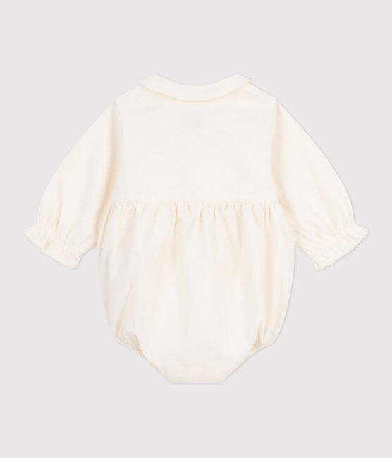 Kurzer Baby-Overall für Festtage aus besticktem Fein-Cord naturfarben MILK