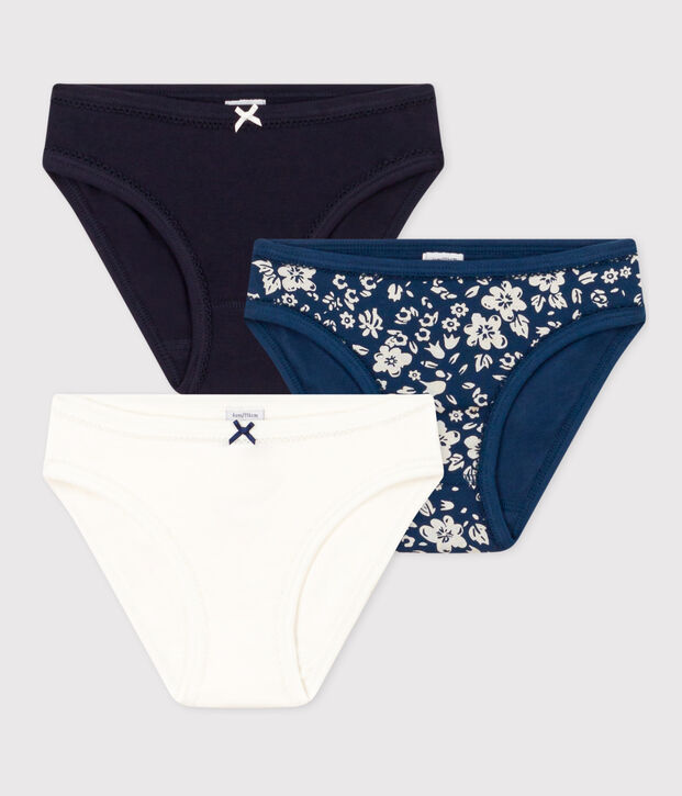 3er-Set Slips aus Baumwolle und Elastan mit Blumenmuster f&uuml;r M&auml;dchen vielfarbig