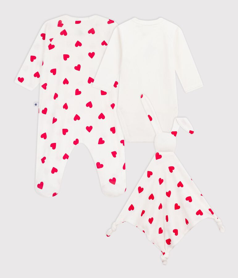 Newborn-Geschenkset aus Baumwolle mit Herzmotiv vielfarbig