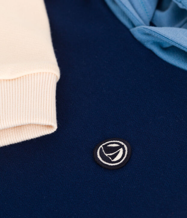 Kinder-Kapuzensweatshirt aus einfarbiger Baumwolle blau/vielfarbig