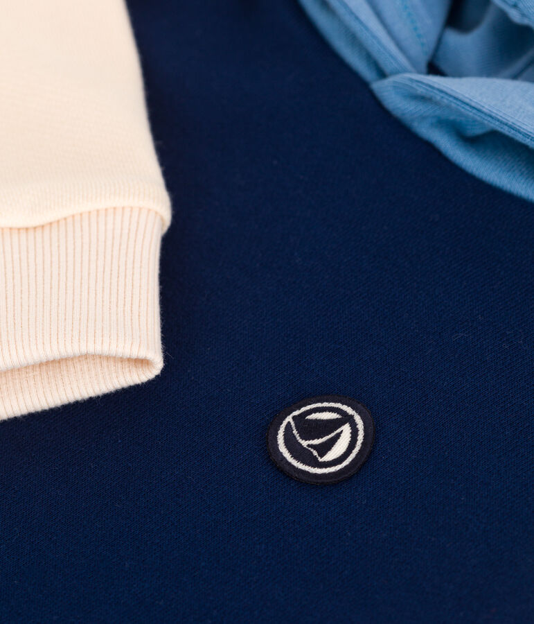 Kinder-Kapuzensweatshirt aus einfarbiger Baumwolle blau/vielfarbig