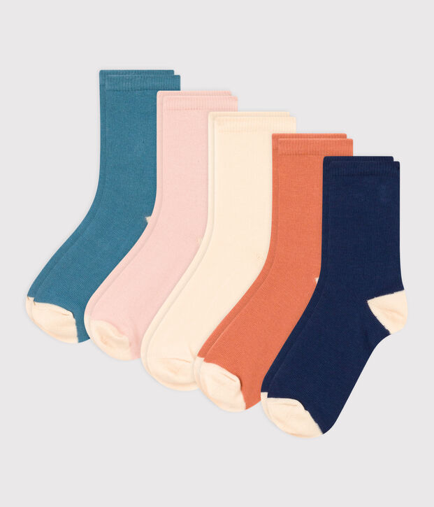 5er-Set einfarbige Kindersocken vielfarbig