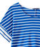 Überschnittenes Damen-T-Shirt mit Streifenmuster blau PERSE/weiss MARSHMALLOW