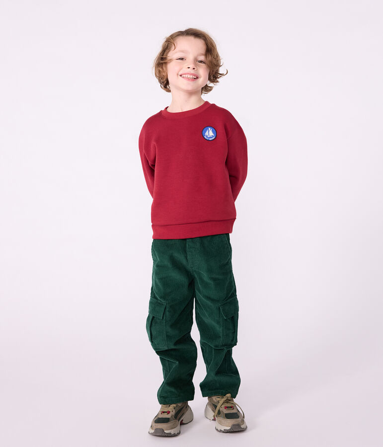 Kinder-Sweatshirt aus einfarbiger Baumwolle rot