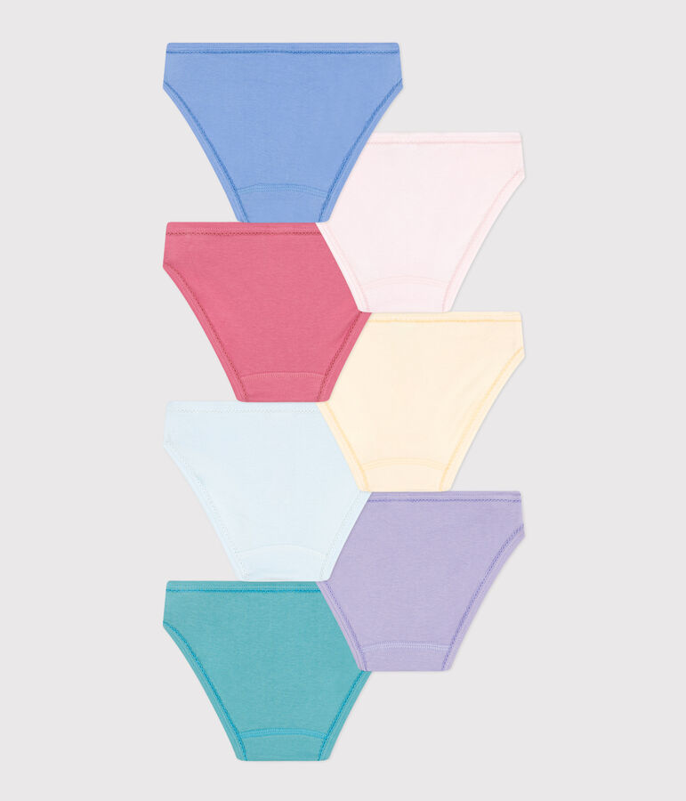 7er-Set einfarbige Kinderslips aus Baumwolle vielfarbig