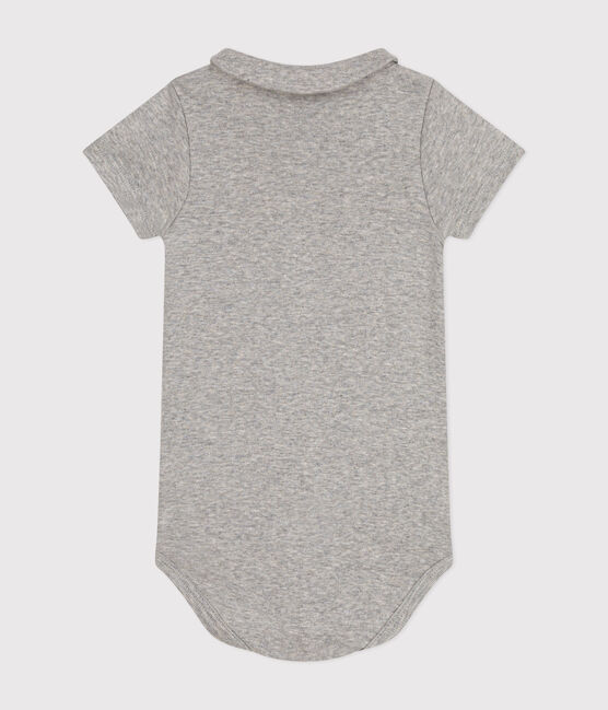 Kurzärmeliger Baby-Body mit Bubikragen aus Baumwolle grau CHATON CHINE