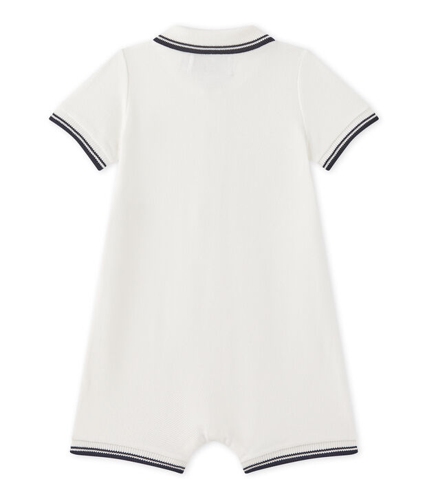 Kurzer Baby-Jungen-Overall aus Jersey-Pikee weiss