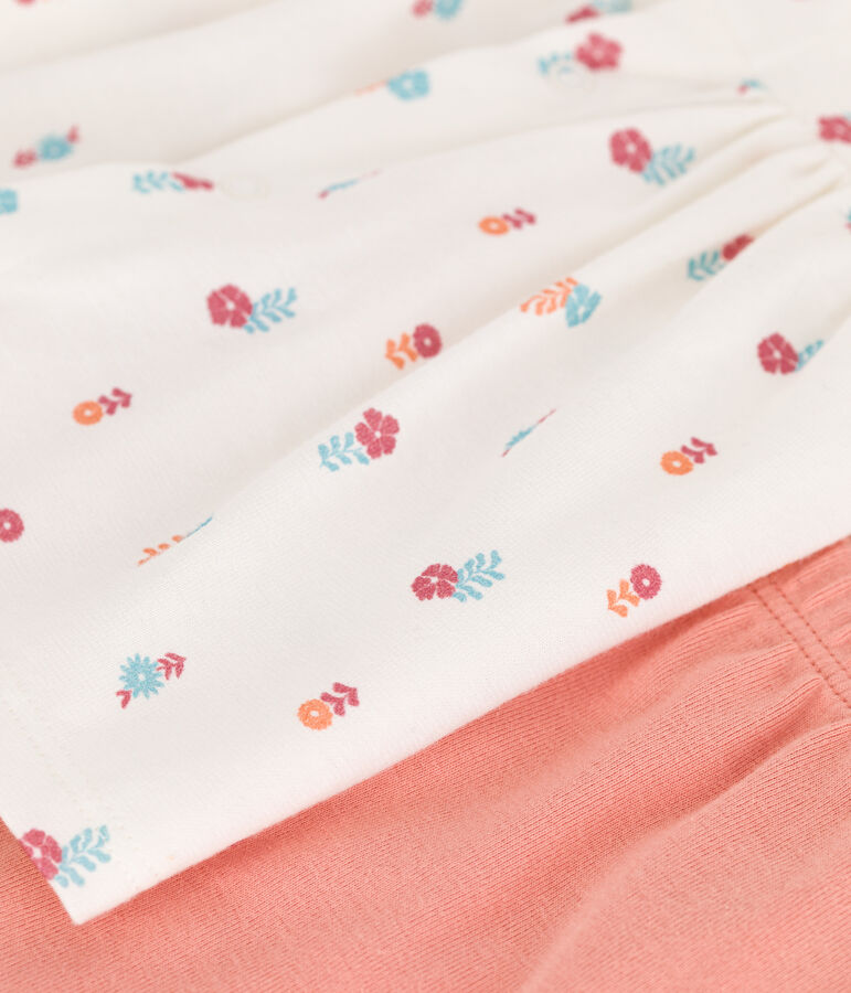 2-teiliges Newborn-Set aus Baumwolle mit R&uuml;schenbluse weiss/vielfarbig