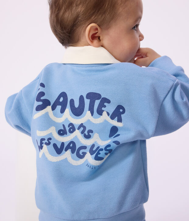 Baby-Sweatshirt aus Baumwolle mit bestickter M&ouml;we und Motiv am R&uuml;cken FLO