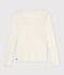 Damen-T-Shirt mit Ballerina-Ausschnitt aus einfarbiger Wolle und Baumwolle MILK