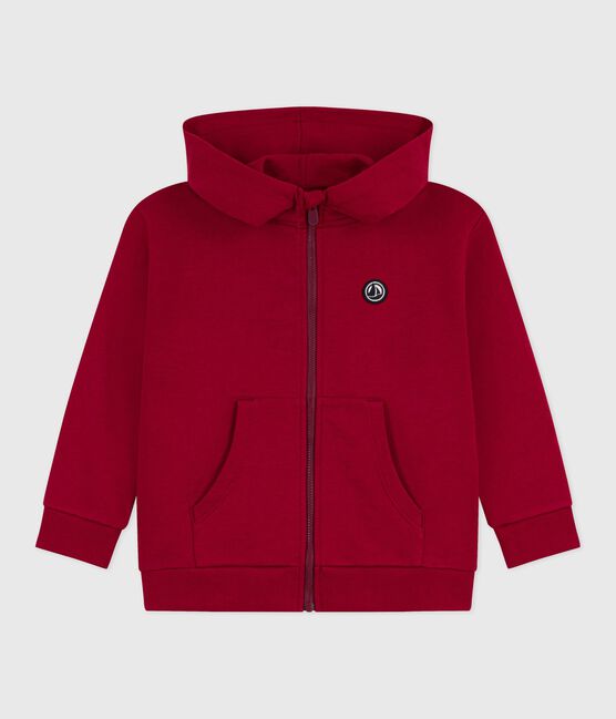 Kinder-Sweatshirt mit Reißverschluss aus einfarbiger Baumwolle AMARANTE