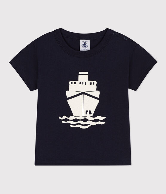 Kurzärmeliges Baby-T-Shirt aus Jersey mit Motiv blau SMOKING