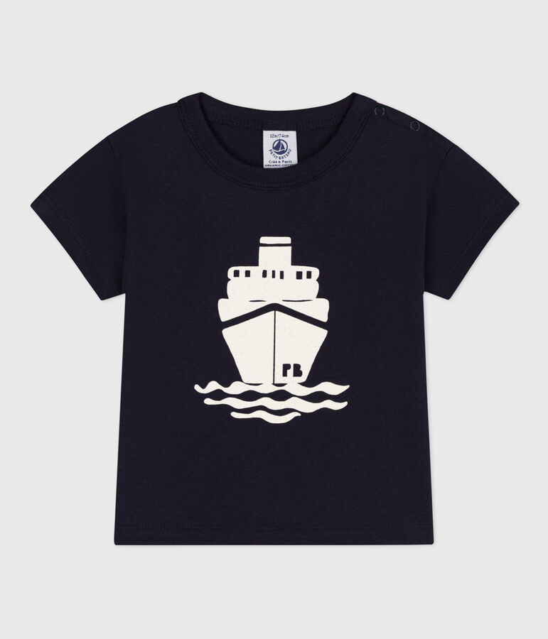 Kurz&auml;rmeliges Baby-T-Shirt aus Jersey mit Motiv blau SMOKING