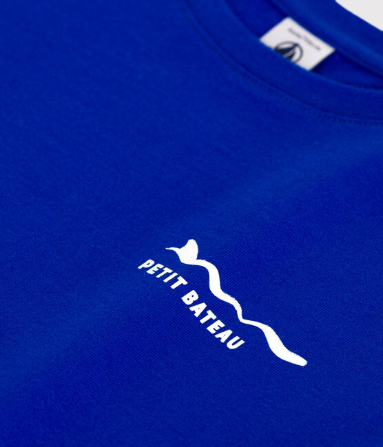 Kurzärmeliges Kinder-T-Shirt aus bedruckter Baumwolle blau PERSE