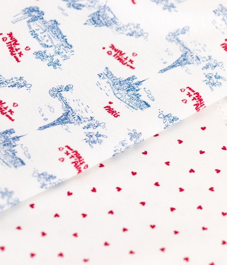 2er-Set Kinder-Unterhemden mit schmalen Tr&auml;gern aus Baumwolle Paris-Motiv vielfarbig