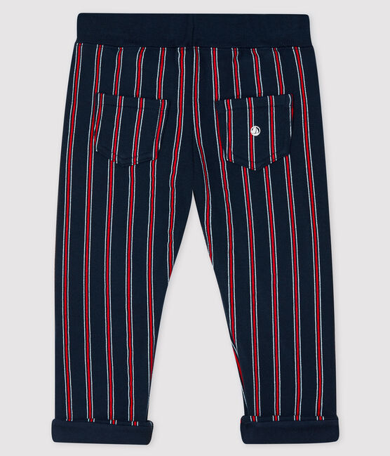 Baby-Hose aus Molton für Jungen blau SMOKING/weiss MULTICO