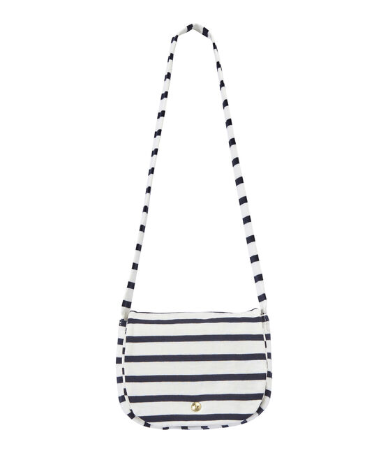 Gestreifte Mädchen-Schultertasche weiss MARSHMALLOW/blau SMOKING