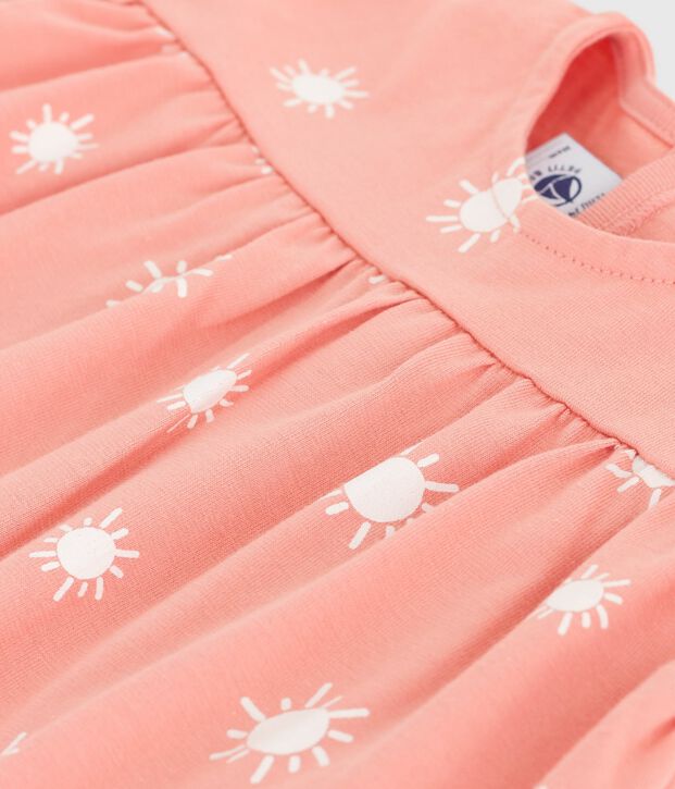 Kurz&auml;rmelige Baby-Bluse aus Baumwolle mit Sonnenmuster orange/weiss