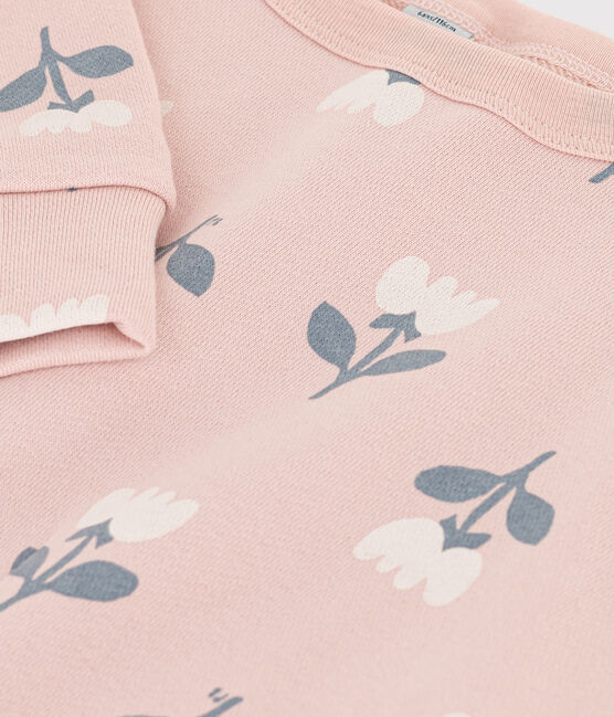 Kinder-Sweatshirt aus Molton für Mädchen rosa SALINE/weiss MULTICO