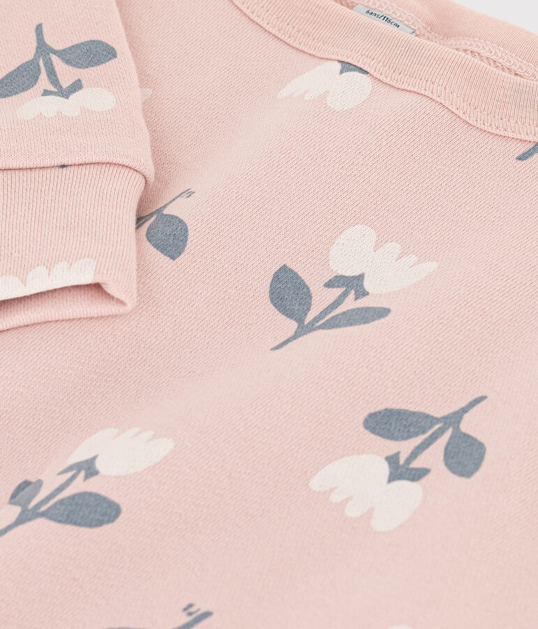 Kinder-Sweatshirt aus Molton f&uuml;r M&auml;dchen rosa SALINE/weiss MULTICO