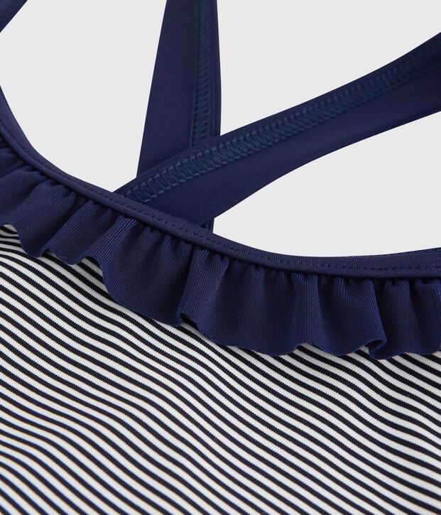 Kinderbadeanzug f&uuml;r M&auml;dchen blau/weiss