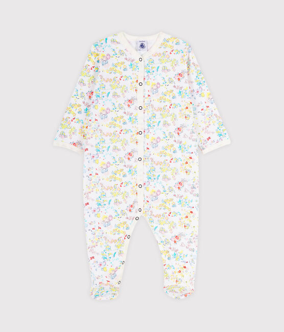 Baby-Strampler aus Rippstrick weiss ECUME/gelb CITRUS