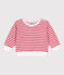 Baby-Sweatshirt aus gestreiftem Frottee weiss MARSHMALLOW/rot PEPS