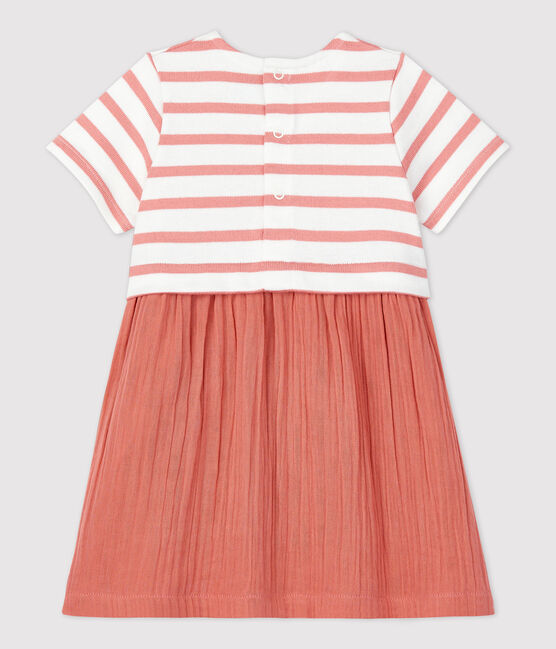 Bio-Babykleid aus Musselin und dichtem Jersey weiss MARSHMALLOW/ PAPAYE