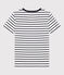 T-Shirt L’ICONIQUE aus Baumwolle mit V-Ausschnitt für Damen weiss MARSHMALLOW/blau SMOKING