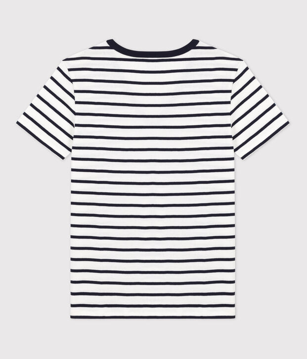 T-Shirt L&rsquo;ICONIQUE aus Baumwolle mit V-Ausschnitt f&uuml;r Damen weiss/blau