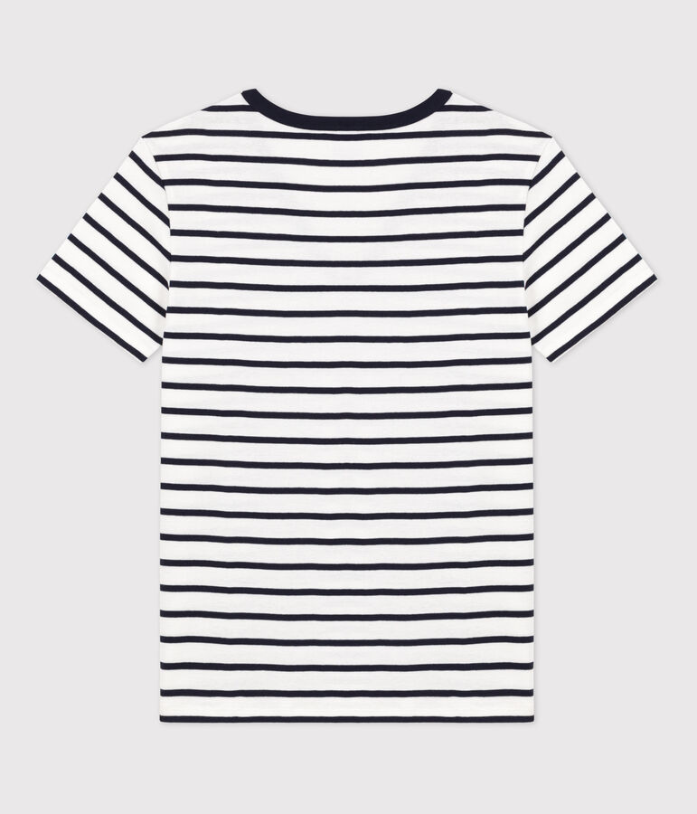 T-Shirt L&rsquo;ICONIQUE aus Baumwolle mit V-Ausschnitt f&uuml;r Damen weiss/blau