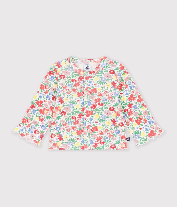 Baby-Cardigan aus Baumwolle mit Blumenmuster weiss/vielfarbig